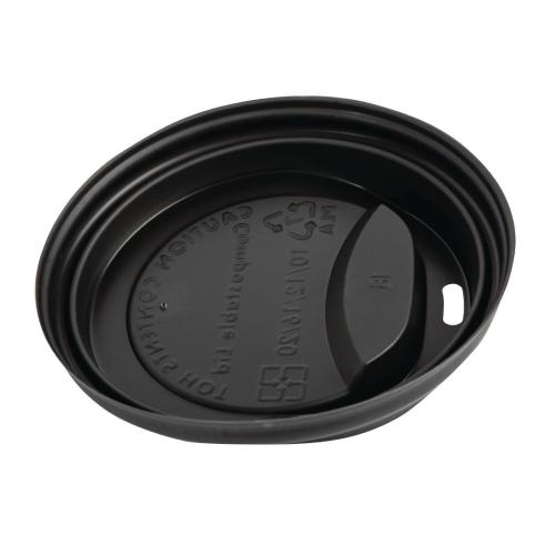Fiesta Compostable Lid for Hot Cups- Black 12oz/16oz (Sleeve 50)