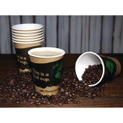 EDLP Fiesta Compostable Hot Cup Single Wall 'Kind' - 8oz (Box 1000)