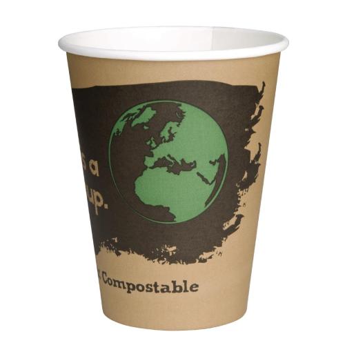 EDLP Fiesta Compostable Hot Cup Single Wall 'Kind' - 12oz (Box 1000)