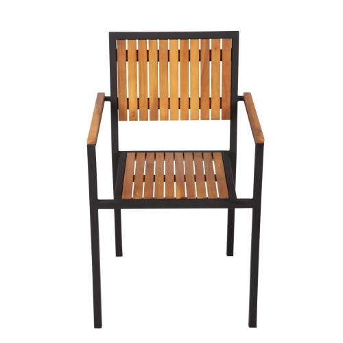Bolero Steel & Acacia Arm Chair (Pack 4)