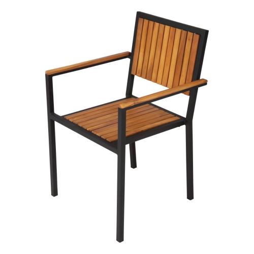 Bolero Steel & Acacia Arm Chair (Pack 4)
