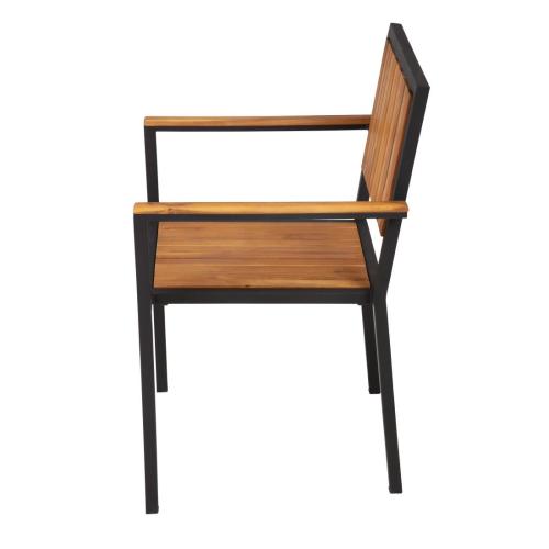 Bolero Steel & Acacia Arm Chair (Pack 4)