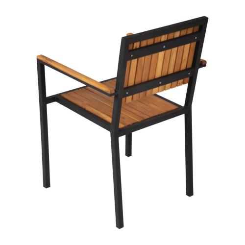 Bolero Steel & Acacia Arm Chair (Pack 4)