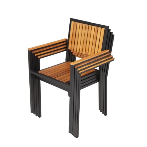 Bolero Steel & Acacia Arm Chair (Pack 4)