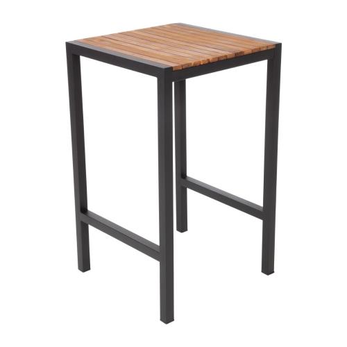 Bolero Steel & Acacia Square Bar Table - 600mm  FSC 100%