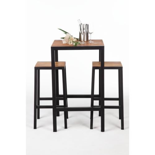 Bolero Steel & Acacia Square Bar Table - 600mm  FSC 100%