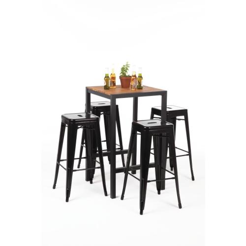 Bolero Steel & Acacia Square Bar Table - 600mm  FSC 100%