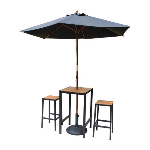 Bolero Steel & Acacia Bar Stool (Pack 2)