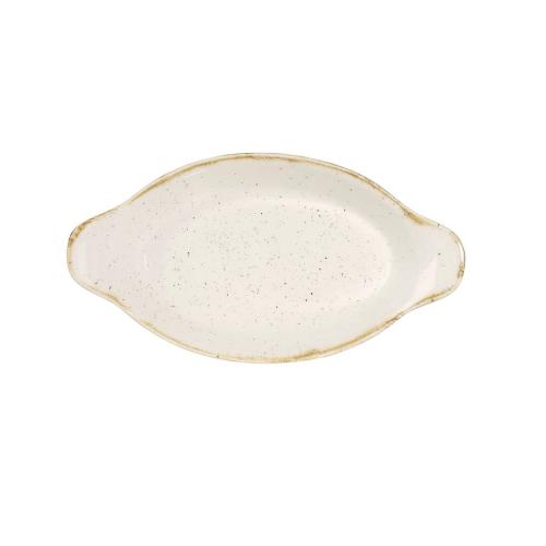 Churchill Stonecast Barley White Oval Eared Dish 9 1/8x5" (Box 6) (Direct)