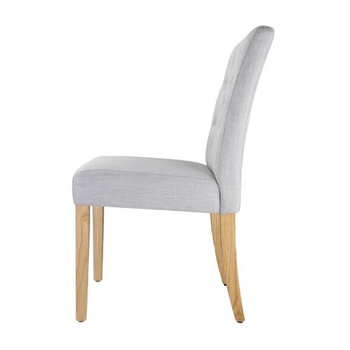 Bolero Chiswick Button Dining Chair French Grey with Natural Oak (Pack 2)