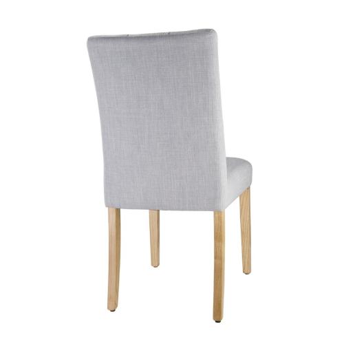 Bolero Chiswick Button Dining Chair French Grey with Natural Oak (Pack 2)