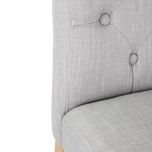 Bolero Chiswick Button Dining Chair French Grey with Natural Oak (Pack 2)