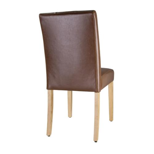 Bolero Chiswick Button Dining Chair Tan Leather with Natural Oak (Pack 2)