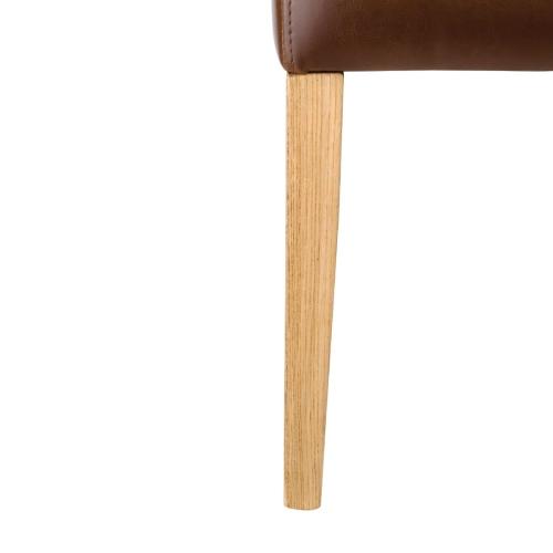 Bolero Chiswick Button Dining Chair Tan Leather with Natural Oak (Pack 2)