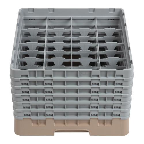 Cambro Camrack 16 Compartment Glass Rack Beige - Max Height 298mm