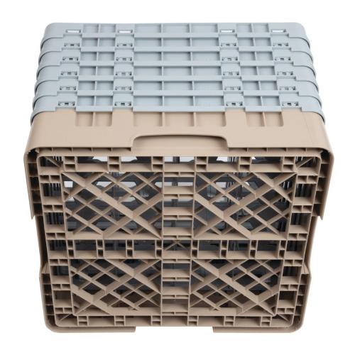 Cambro Camrack 16 Compartment Glass Rack Beige - Max Height 298mm