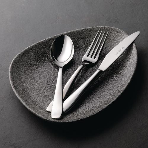 Churchill Raku Quartz Black Triangle Chefs Plate 14x9 3/4" (Box 6) (Direct)