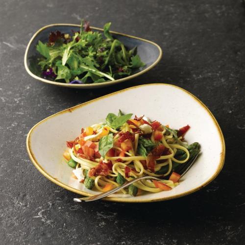 Churchill Stonecast Blueberry Triangle Shallow Bowl10 3/4x10 1/2"(Box12)(Direct)