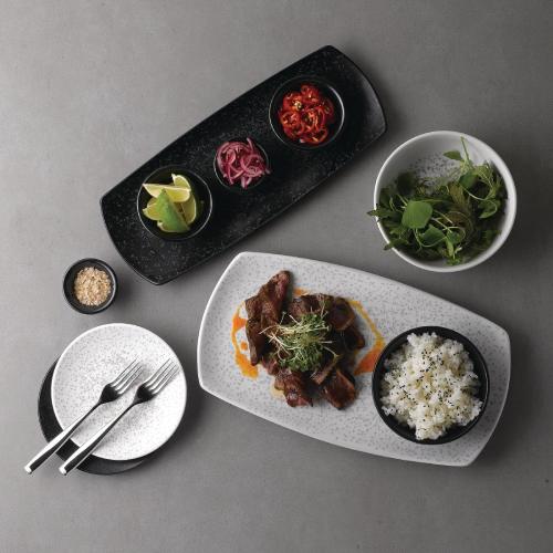 Menu Shades Caldera Ash Flat Rectangle Plate - 14x7 1/2" (Box 6) (Direct)