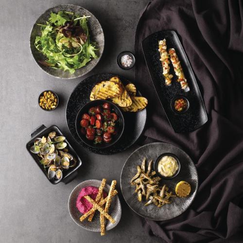 Menu Shades Caldera Ash Flat Rectangle Plate - 14x5 3/4" (Box 6) (Direct)