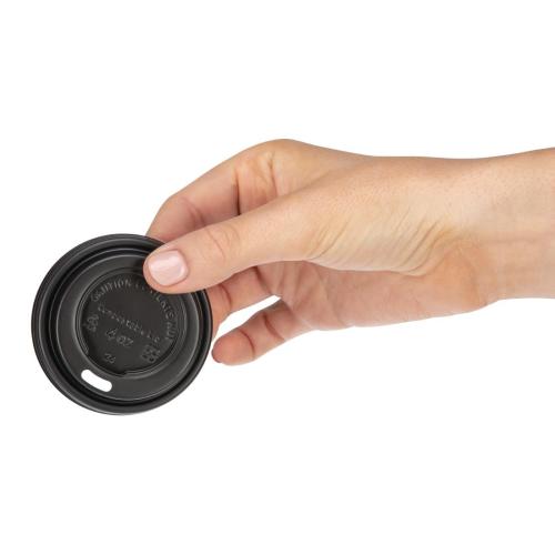 EDLP Fiesta Compostable Lid for Hot Cups-  Black 4oz (Box 1000)