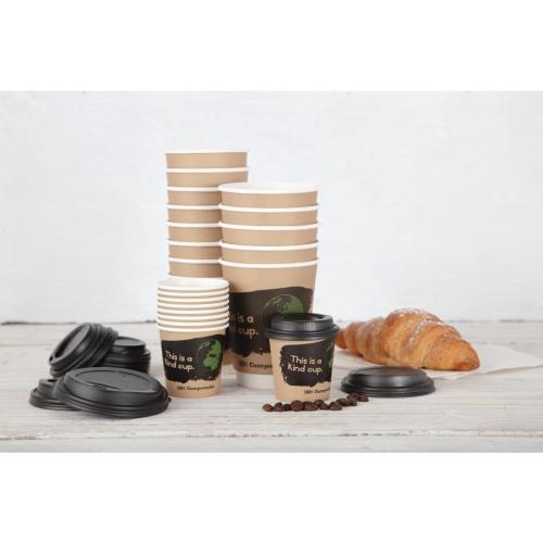 EDLP Fiesta Compostable Lid for Hot Cups-  Black 4oz (Box 1000)