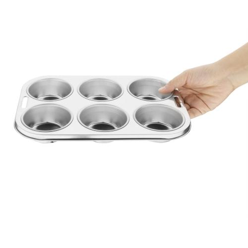 Vogue Deep Muffin Tray St/St - 270x190mm (6 Cup)