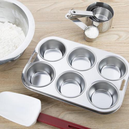 Vogue Deep Muffin Tray St/St - 270x190mm (6 Cup)
