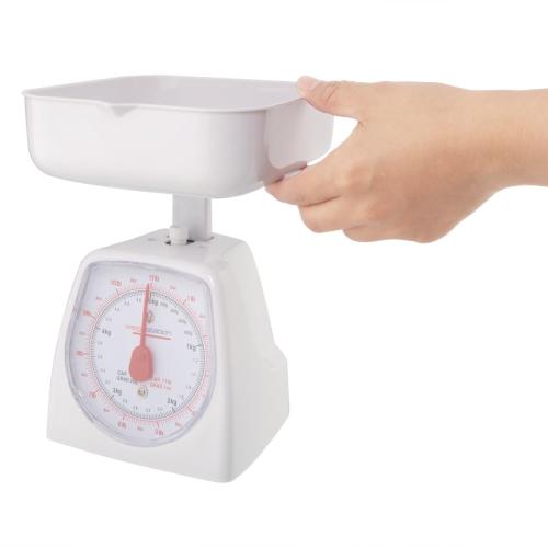 Vogue White Plastic Kitchen Scale - 5Kg/11lbs - Gradation 25g/1oz