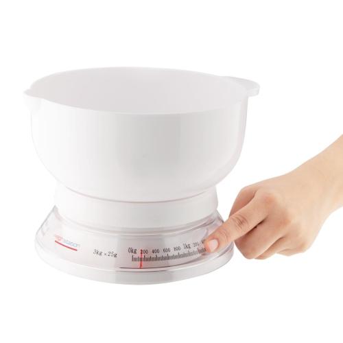 Vogue White Plastic Kitchen Scale - 3Kg/6.5 lb - Gradation 25g/1oz