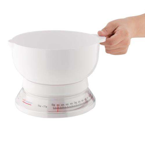 Vogue White Plastic Kitchen Scale - 3Kg/6.5 lb - Gradation 25g/1oz