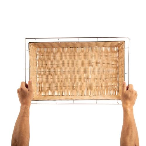 Olympia Rattan Bread Basket Wicker Metal Frame - GN 1/1 570x360x90mm