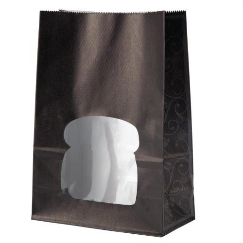 Colpac Black Paper Sandwich Bag with Window Elegance Printed Design (Pack 250)