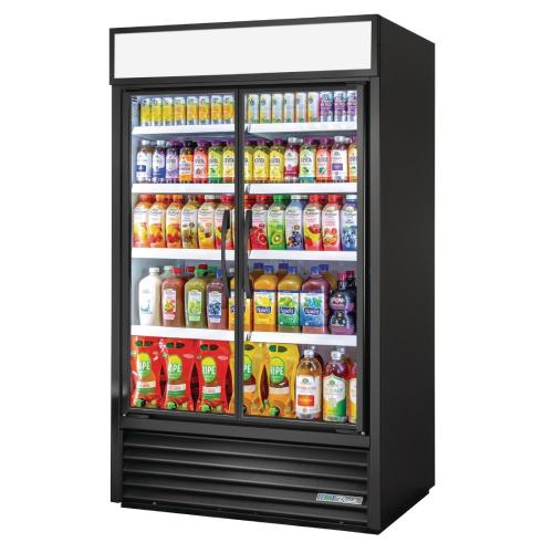 True Slimline 2 Glass Door Merchandiser Fridge - Black TVM-48SL-HC-VM01 (Direct)