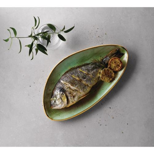 Churchill Stonecast Samphire Green Triangle Plate 35.5x18.8cm (Box 6) (Direct)