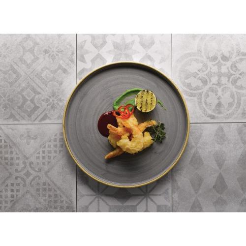 Churchill Stonecast Peppercorn Grey Walled Chefs Plate 210mm (Box 6) (Direct)