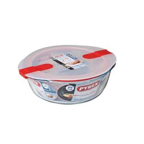 Pyrex Cook & Heat Round Dish with Lid - 260mm 2.3Ltr
