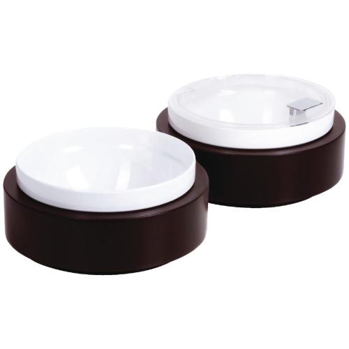 APS Buffet-Bowl Box Round Large Base only Dark Wood