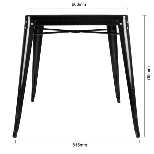 Bolero Bistro Square Steel Table Black - 660mm