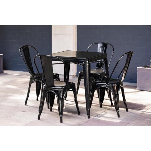 Bolero Bistro Square Steel Table Black - 660mm
