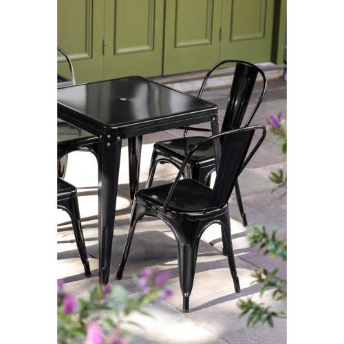 Bolero Bistro Square Steel Table Black - 660mm
