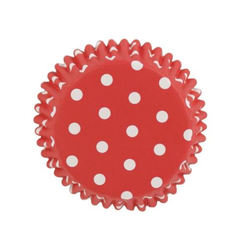 PME Red Polka Dot Standard Baking Cases (Pack 30)