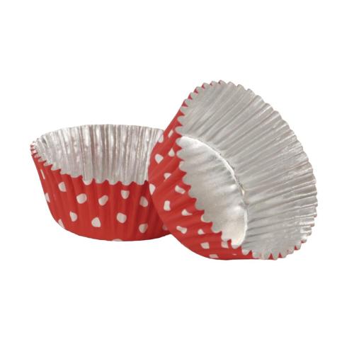 PME Red Polka Dot Standard Baking Cases (Pack 30)