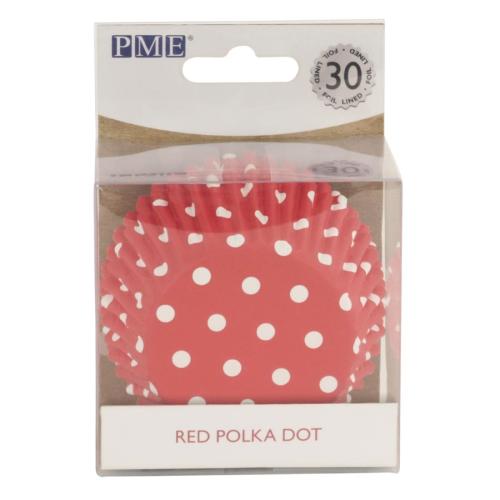PME Red Polka Dot Standard Baking Cases (Pack 30)
