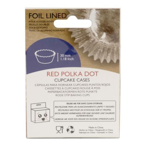 PME Red Polka Dot Standard Baking Cases (Pack 30)