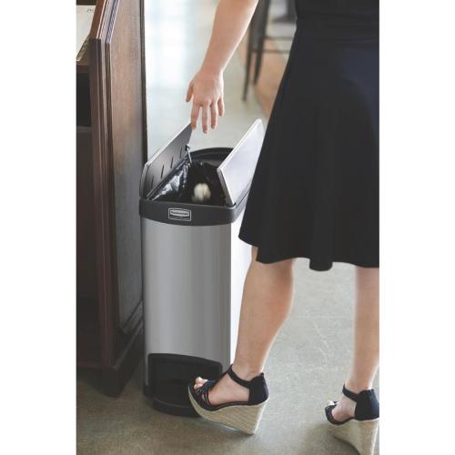 Rubbermaid Slim Jim Step on End Step Stainless Steel - 30Ltr