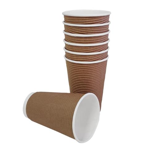 Fiesta Recyclable Hot Cup Ripple Wall Kraft 16oz (Box 500)