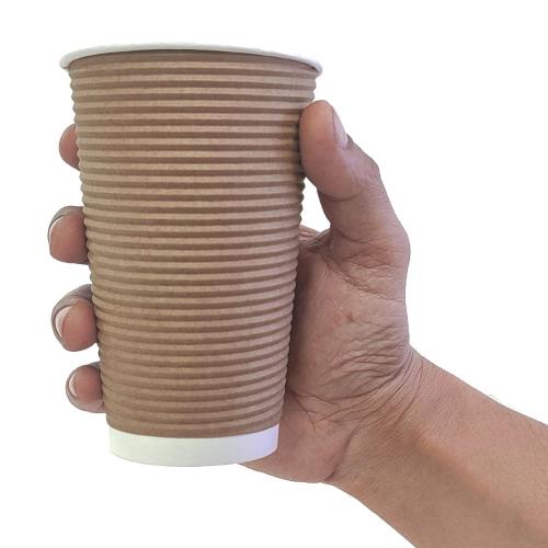 Fiesta Recyclable Hot Cup Ripple Wall Kraft 16oz (Box 500)