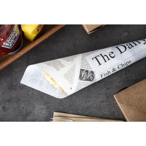 Greaseproof Paper Squares Newspaper Print - 270x420mm (500 sheets)