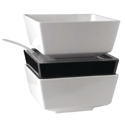 Float Square Bowl Melamine Black - 190x190mm